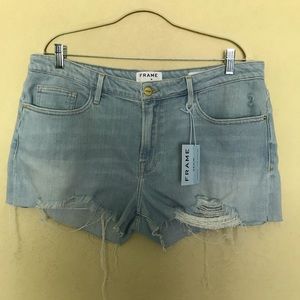 NWT Frame Le Grand Garçon Shorts Distressed 30